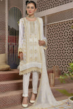 Dyed Embroidered Chiffon 3 Piece Suit Mf-004-White