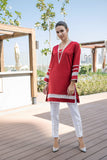 Embroidered Ready to Wear Pret Red Color Lawn Kurti ADK-22002