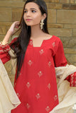 Red Embroidered Chikankari Unstitched (3 Piece) Suit USA-1007